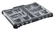 MILWAUKEE ORGANISEUR PACKOUT SLIM & DOUILLES - CLIQUETS 1/2 & 1/4 63 PCS 4932493661