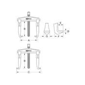 EXTRACTEUR HYDRAULIQUE UNIVERSEL À 2 GRIFFES 50-160 MM - KS TOOLS