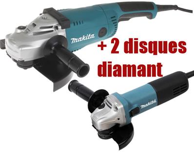 PACK 2 MEULEUSES GA9020+9558HNRG+ 2 DISQ DIAMANT MAKITA - DK0053GX2-P