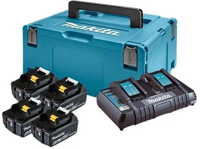 PACK 18V 4 BATTERIES 6AH BL1860B CHARGEUR MAKPAC MAKITA - 198091-4