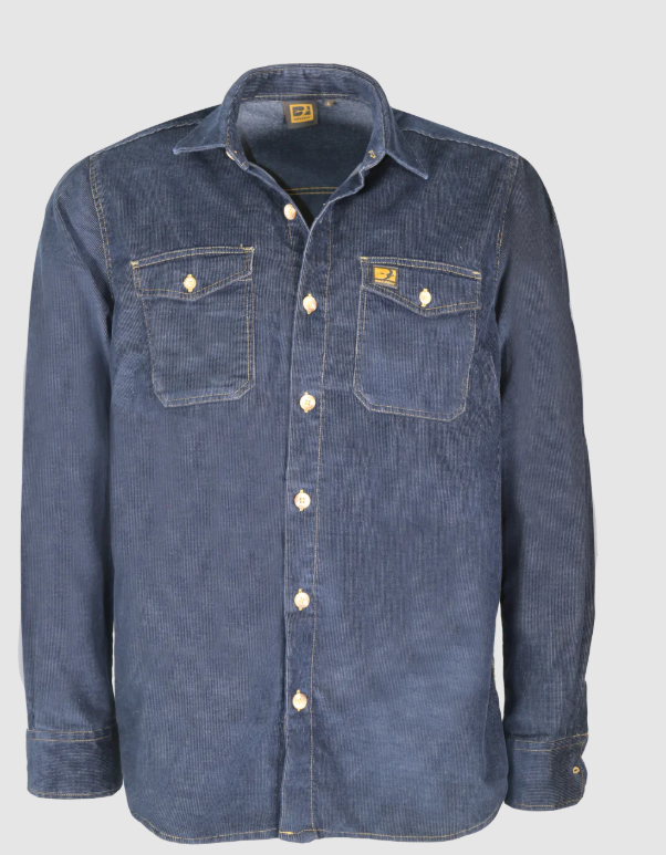 BOSSEUR Chemise en velours côtelé français CLEVELAND Bleu marine S 12104-007