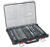 MILWAUKEE ORGANISEUR PACKOUT SLIM & DOUILLES - CLIQUETS 1/2 & 1/4 63 PCS 4932493661