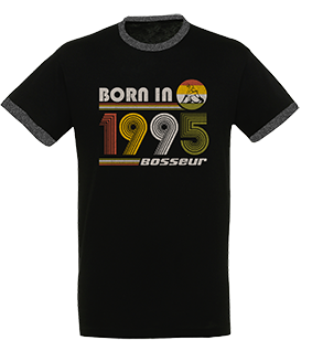 BOSSEUR T-Shirt Col Rond 100% coton BORN IN Noir et Mouliné M 12349-002