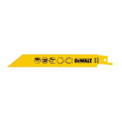 Dewalt L scie sabre BIM coupe métal 152mm Prof<8mm / 18 TPI