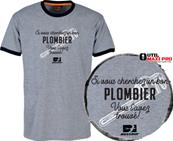 Bosseur Tee-shirt Plombier Gris Chin M