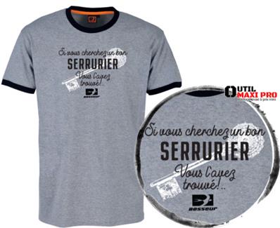 Bosseur Tee-shirt Serrurier Gris-chiné M