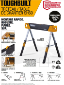 TOUGHBUILT PAIRE DE TRETEAUX REGLABLES 45X95MM SUPPORT ARMS TOUTB-SH60-2