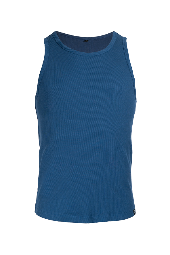 BOSSEUR Débardeur tricotage en côte 2x2 MARCEL Marine S 12191-001