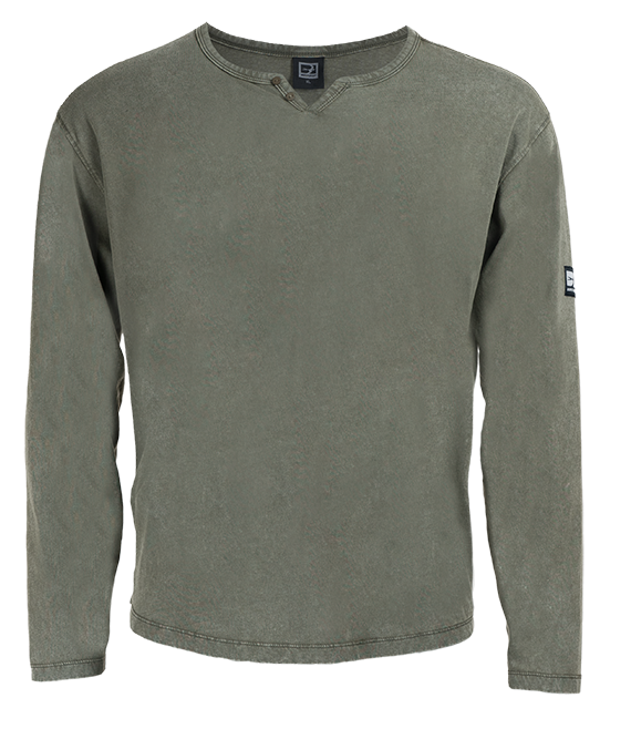 BOSSEUR T-shirt ML col tunisien - HENLEY Kaki S 12192-001