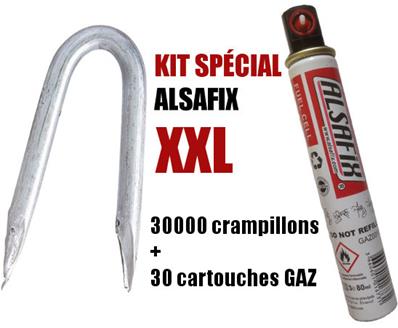 KIT XXL Alsafix 30000 crampillons + 30 cartouches gaz