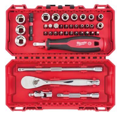 MILWAUKEE COFFRET 38PCS CLÉS ET DOUILLE À CLIQUET 1/4 COMPATIBLE PACKOUT 4932498381