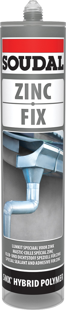SOUDAL Zinc Fix 290 mL – Mastic polymère hybride élastique pour collage et joint zinc