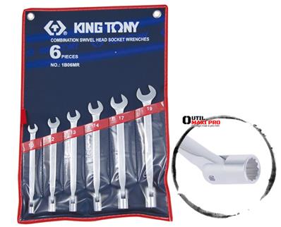 KING TONY Jeu de 6 clés mixtes, fourche et douille articulée - 1B06MR