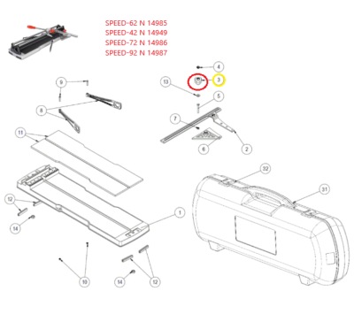 Rubi 13255 - Capuchon rouge standard M6 pour coupe-carrelage SPEED, TQ, TP, TR Magnet